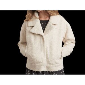 Marine Layer Quebec Sherpa Jacket in Antique White Beige sz XL‎ Boxy Oversized